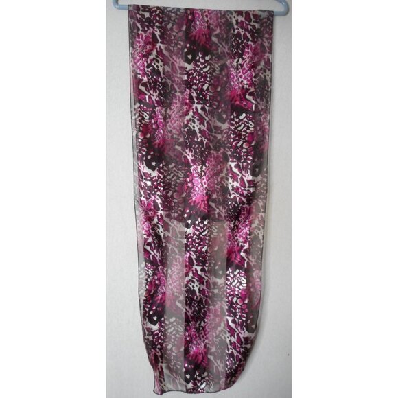 Vintage Sheer Striped Purple White Black Abstract rectangle scarf Estate Find - Picture 1 of 3